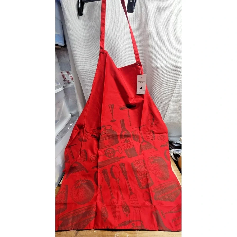 NWT‎ RAINY DOG STUDIO red apron 100%cotton